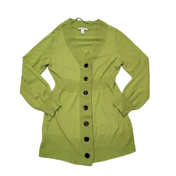 Kenneth Cole lime green cardigan long sleeve sweater with black buttons size LG - Picture 1 of 5